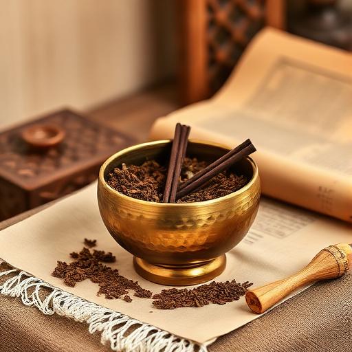 وعاء نحاسي وأعشاب عطرية